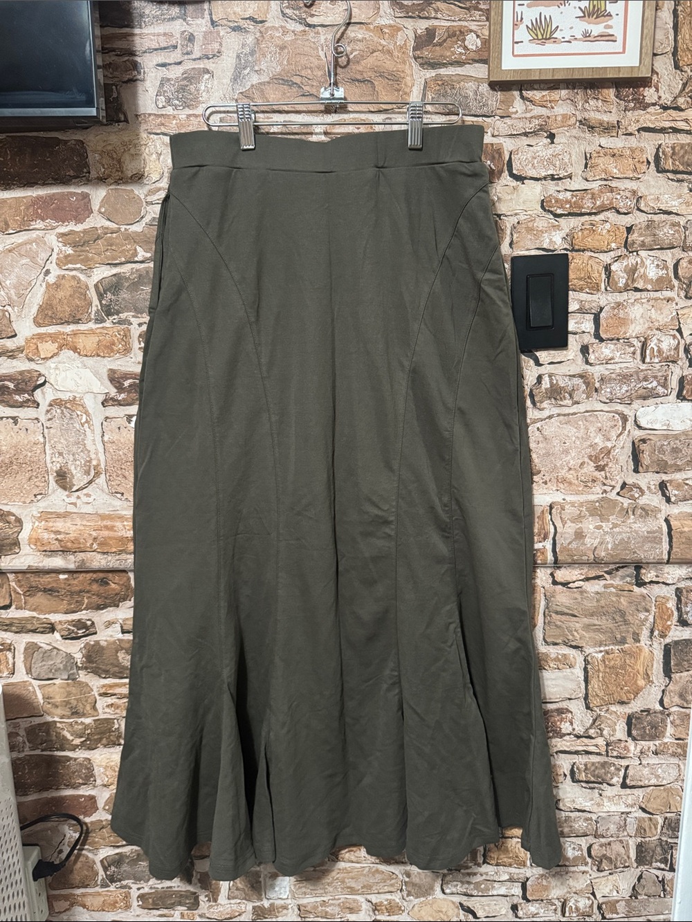 OGL Olive Green A-Line Maxi Skirt